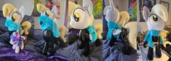 Size: 1800x640 | Tagged: safe, artist:sepiakeys, derpibooru import, derpy hooves, twilight sparkle, pegasus, pony, unicorn, catsuit, clothes, duo, duo female, female, image, irl, katana, latex, latex suit, photo, plushie, png, polyvinyl chloride, scarf, sword, unicorn twilight, weapon