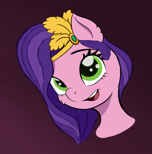 Size: 3508x3558 | Tagged: safe, artist:itchystomach, derpibooru import, pipp petals, pegasus, pony, g5, bust, digital art, image, png, purple background, simple background, solo