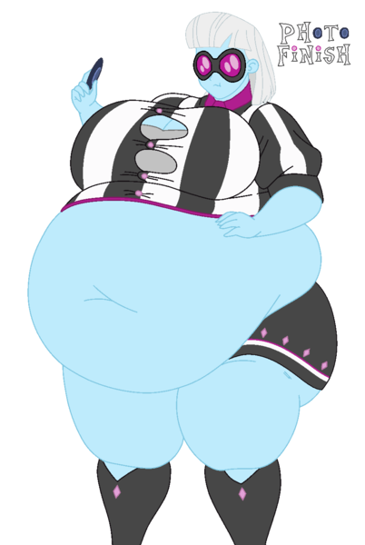 Size: 902x1346 | Tagged: suggestive, artist:robmaul02, derpibooru import, photo finish, human, equestria girls, bbw, belly, big belly, breasts, busty photo finish, camera lens, fat, female, g4, huge belly, image, morbidly obese, obese, png, simple background, small head, solo, ssbbw, transparent background