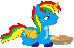 Size: 5813x3811 | Tagged: safe, artist:shieldwingarmorofgod, derpibooru import, oc, oc:shield wing, unofficial characters only, alicorn, eating, food, g4, image, male, pie, png, simple background, transparent background
