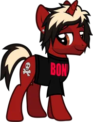 Size: 892x1166 | Tagged: safe, artist:lightningbolt, derpibooru import, ponified, pony, unicorn, .svg available, all time low, clothes, derpibooru exclusive, dyed mane, dyed tail, ear piercing, facial hair, horn, image, jack barakat, lidded eyes, looking at you, piercing, png, shirt, show accurate, simple background, solo, standing, t-shirt, tail, transparent background, vector