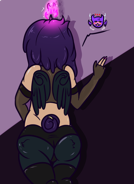 Size: 763x1049 | Tagged: safe, artist:lazerblues, derpibooru import, oc, oc:mal, hybrid, satyr, clothes, evening gloves, fingerless gloves, gloves, horn, hybrid oc, image, long gloves, parent:oc:nyx, png, see-through, socks, thigh highs, wings
