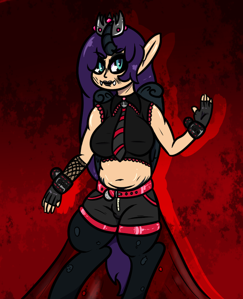 Size: 814x1002 | Tagged: safe, artist:lazerblues, derpibooru import, oc, oc:mal, hybrid, satyr, clothes, crown, goth, horn, hybrid oc, image, jewelry, parent:oc:nyx, png, regalia, wings