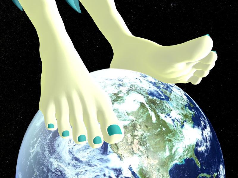 Size: 5000x3750 | Tagged: safe, derpibooru import, juniper montage, equestria girls, 3d, barefoot, close-up, drumming, earth, feet, feet on earth, female, fetish, foot fetish, g4, galaxy, giantess, image, macro, mmd, nail polish, png, soles, space, toenail polish, toes