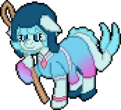 Size: 696x632 | Tagged: safe, artist:bloonacorn, derpibooru import, oc, oc:whaletail, unofficial characters only, merpony, dorsal fin, fin, fish tail, image, pixel art, png, simple background, staff, tail, transparent background