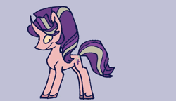 Size: 1280x738 | Tagged: safe, artist:disaterror, derpibooru import, starlight glimmer, pony, unicorn, animated, colored, colored hooves, curved horn, evil grin, female, flat colors, frame by frame, g4, gif, gray background, grin, horn, image, leaping, mare, narrowed eyes, no catchlights, pink coat, ponytail, prancing, running, s5 starlight, shrunken pupils, simple background, smiling, solo, tail, teeth, tied mane, two toned mane, two toned tail, unshorn fetlocks, zoomies