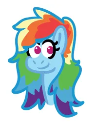 Size: 514x665 | Tagged: safe, artist:zoeyhorse, derpibooru import, rainbow dash, pegasus, pony, bust, female, g4, image, long hair, mare, no pupils, png, simple background, smiling, solo, white background