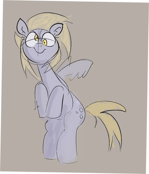 Size: 1105x1289 | Tagged: safe, artist:notsafeforsanity, derpibooru import, derpy hooves, pegasus, beige background, cute, derpabetes, g4, image, png, simple background, sketch, solo, standing on two hooves