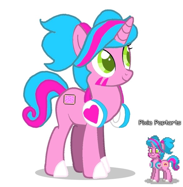 Size: 1169x1194 | Tagged: safe, derpibooru import, oc, pony, blue mane, female, food, image, jpeg, mare, pink coat, pixie poptarts, poptart