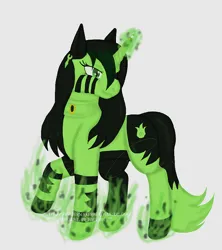 Size: 800x900 | Tagged: safe, artist:berserkeroo, derpibooru import, ponified, pony, unicorn, horn, image, kim possible, magic, png, shego, solo