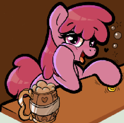 Size: 519x512 | Tagged: safe, artist:dowa, ponerpics import, berry punch, berryshine, earth pony, pony, alcohol, blushing, drunk, image, looking at you, png, tankard