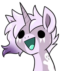Size: 440x514 | Tagged: safe, artist:warlockmaru, derpibooru import, oc, oc:maru, unofficial characters only, pony, unicorn, bust, coat markings, dot eyes, excited, horn, image, looking at you, open mouth, open smile, png, portrait, simple background, smiling, solo, transparent background