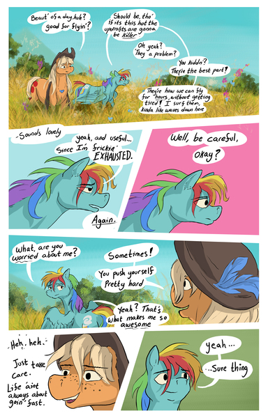 Size: 2006x3137 | Tagged: safe, artist:seventozen, derpibooru import, applejack, rainbow dash, pony, comic:the problem of parthus, image, jpeg