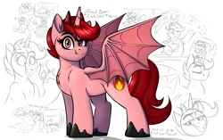 Size: 2825x1770 | Tagged: safe, artist:notetaker, derpibooru import, oc, oc:great demon crunk lord tiberius, oc:top five videos, unofficial characters only, alicorn, demon, demon pony, original species, pony, alicorn oc, demon horns, horn, horns, image, png, wings