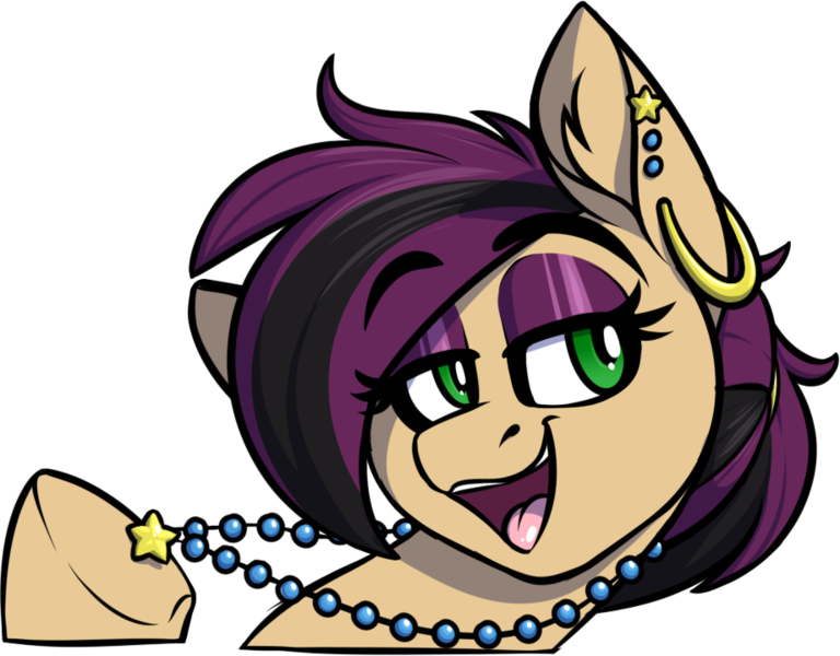 Size: 921x720 | Tagged: safe, artist:notetaker, derpibooru import, oc, oc:pearl star, unofficial characters only, earth pony, pony, ear piercing, female, image, jewelry, necklace, pearl necklace, piercing, png, simple background, solo, transparent background