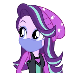 Size: 5000x5000 | Tagged: safe, artist:brokenadam, artist:cartoonmasterv3, derpibooru import, starlight glimmer, human, equestria girls, absurd resolution, beanie hat, coronavirus, covid-19, eyeshadow, face mask, g4, humanized, image, makeup, mask, png, simple background, transparent background