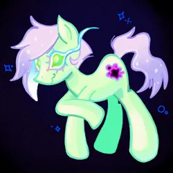 Size: 2048x2048 | Tagged: safe, artist:chipchapp, derpibooru import, oc, oc:atlanta georgia, unofficial characters only, earth pony, pony, abstract background, colored eyebrows, colored eyelashes, earth pony oc, ethereal mane, female, gift art, green coat, green eyes, high res, image, jpeg, mare, mint coat, purple mane, purple tail, raised hoof, short mane, smiling, solo, sparkly mane, sparkly tail, standing, starry mane, starry tail, tail, textured background, unusual pupils, wavy mouth, wide eyes