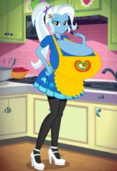 Size: 832x1216 | Tagged: suggestive, ai content, machine learning generated, prompter:tiamatnightmare, trixie, human, equestria girls, breasts, busty trixie, humanized, hyper, hyper belly, hyper pregnancy, image, impossibly large belly, jpeg, ponytail, pregnant