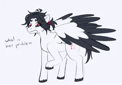 Size: 2300x1600 | Tagged: safe, artist:slapearl, derpibooru import, oc, unofficial characters only, pegasus, pony, colored wings, eye clipping through hair, eyebrows, eyebrows visible through hair, female, image, jpeg, mare, ponytail, simple background, solo, white background, wings