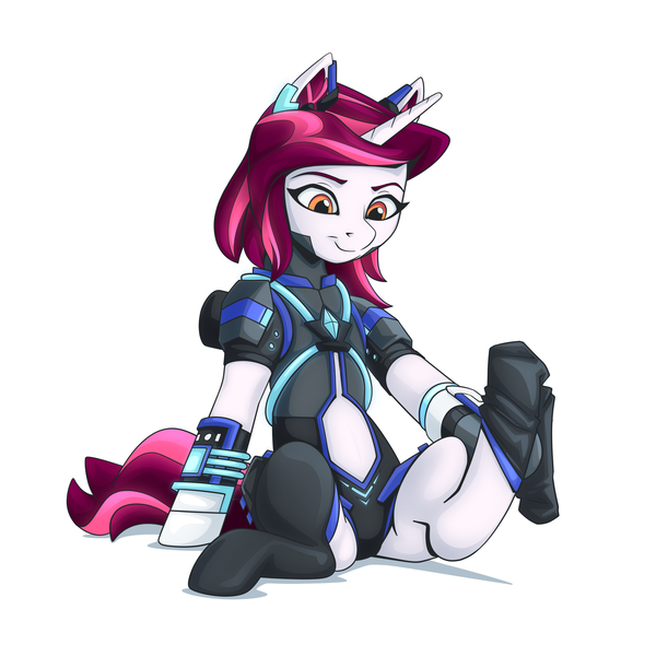 Size: 3070x3070 | Tagged: safe, artist:mysticalpha, derpibooru import, oc, oc:ace array, unofficial characters only, pony, unicorn, clothes, eyebrows, female, high res, horn, image, looking down, mare, png, shadow, simple background, sitting, socks, solo, unicorn oc, white background