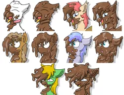 Size: 2041x1564 | Tagged: safe, artist:pzkratzer, derpibooru import, oc, oc:griffin zephyr, oc:ponygriff, unofficial characters only, earth pony, gryphon, pegasus, bust, covered in mud, earth pony oc, griffon oc, image, male, males only, mud, muddy, pegasus oc, png, ponygriff, portrait, sticker, telegram sticker, wings