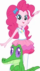 Size: 1080x1920 | Tagged: safe, artist:ebotizer, derpibooru import, gummy, pinkie pie, alligator, human, equestria girls, female, g4, image, jpeg, male, simple background, white background