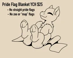Size: 1469x1163 | Tagged: safe, artist:bluemoon, derpibooru import, oc, pony, blanket, commission, hooves up, image, lgbt, lgbtq, png, pride, pride flag, pride month, pride ponies, solo, ych example, your character here