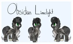 Size: 1500x900 | Tagged: safe, derpibooru import, oc, crystal pony, pony, unicorn, crystal unicorn, image, jpeg, obsidian limelight, reference sheet