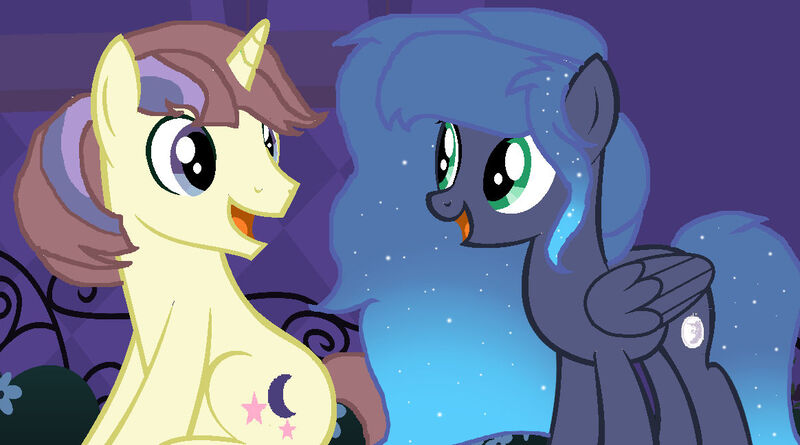 Size: 1164x648 | Tagged: safe, artist:galaxynightsparkle, derpibooru import, oc, oc:brilliant night, oc:moon dream, unofficial characters only, pegasus, pony, unicorn, base used, duo, duo male and female, female, g4, horn, image, jpeg, male, mare, offspring, offspring shipping, parent:comet tail, parent:king sombra, parent:moondancer, parent:princess luna, parents:cometdancer, parents:lumbra, shipping, stallion, straight