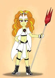 Size: 728x1024 | Tagged: safe, artist:fallenangel5414, derpibooru import, adagio dazzle, fanfic:friendship souls, equestria girls, clothes, crossover, disguise, disguised siren, fanfic art, g4, high heels, image, jpeg, shoes, simple background, skirt, solo, trident, white background