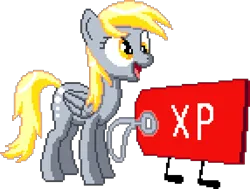 Size: 858x648 | Tagged: safe, artist:joeydr, artist:tihan, derpibooru import, derpy hooves, pegasus, pony, battle for dream island, digital art, female, g4, image, manepxls, mare, open mouth, pixel art, png, price tag, price tag (battle for dream island), pxls.space, simple background, transparent background