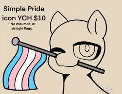 Size: 1348x1048 | Tagged: safe, artist:bluemoon, derpibooru import, oc, pony, bust, commission, flag, icon, image, lgbt, lgbtq, one eye closed, png, portrait, pride, pride flag, pride month, solo, wink, ych example, your character here