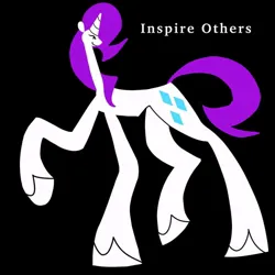 Size: 640x640 | Tagged: safe, artist:piccolocomprehensive, derpibooru import, rarity, pony, unicorn, black background, dot eyes, female, g4, horn, image, jpeg, long legs, raised hoof, simple background, small head, smiling, solo, thick legs, ugly corporate art style