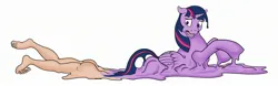 Size: 2432x760 | Tagged: safe, artist:termyotter, derpibooru import, twilight sparkle, twilight sparkle (alicorn), alicorn, human, pony, butt, human to pony, image, jpeg, melting, nudity, simple background, transformation, white background