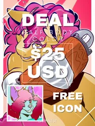 Size: 1728x2304 | Tagged: safe, artist:barnnest, derpibooru import, oc, kirin, advertisement, amputee, collage, commission, commission info, commission open, halfbody, horn, icon, image, markings, orange coat, pink mane, png, price sheet, price tag, prosthetic limb, prosthetics, solo, yellow eyes