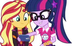 Size: 3911x2520 | Tagged: safe, derpibooru import, edit, edited screencap, editor:homersimpson1983, screencap, sunset shimmer, twilight sparkle, human, equestria girls, background removed, duo, duo female, female, g4, image, not a vector, png