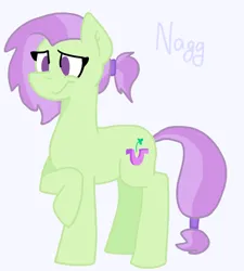 Size: 2464x2739 | Tagged: safe, artist:naggfruit, derpibooru import, oc, oc:lavender charm, unofficial characters only, female, image, offspring, parent:marble pie, parent:trouble shoes, parent:troubleshoes clyde, parents:marbleshoes, png, ponytail, simple background, solo, solo female, two toned mane