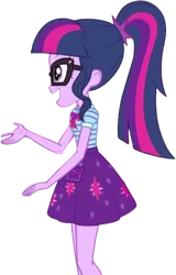 Size: 1613x2520 | Tagged: safe, derpibooru import, edit, edited screencap, editor:homersimpson1983, screencap, sci-twi, twilight sparkle, human, equestria girls, background removed, bowtie, clothes, female, g4, glasses, image, not a vector, png, ponytail, shirt, side view, skirt, solo