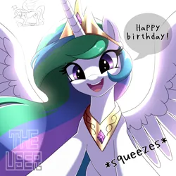 Size: 2000x2000 | Tagged: safe, artist:theuser, derpibooru import, princess celestia, alicorn, pony, cute, cutelestia, female, g4, image, mare, open mouth, open smile, png, smiling, solo
