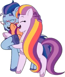 Size: 455x540 | Tagged: safe, derpibooru import, edit, edited screencap, editor:pascalmulokozi2, screencap, sunny starscout, earth pony, pony, g5, my little pony: tell your tale, spoiler:g5, spoiler:my little pony: tell your tale, spoiler:tyts02e11, argyle starshine, background removed, family, female, filly, filly sunny starscout, holding a pony, hug, image, male, mare, not a vector, png, simple background, stallion, sunny starscout's mother, transparent background, written in the starscouts, younger