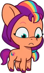 Size: 409x669 | Tagged: safe, derpibooru import, edit, edited screencap, editor:pascalmulokozi2, screencap, sunny starscout, earth pony, pony, g5, my little pony: tell your tale, spoiler:g5, spoiler:my little pony: tell your tale, spoiler:tyts02e11, background removed, female, filly, filly sunny starscout, foal, image, mane stripe sunny, not a vector, png, solo, written in the starscouts, younger