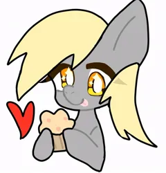 Size: 849x885 | Tagged: safe, artist:侵略项, derpibooru import, derpy hooves, pegasus, pony, :p, bust, food, heart, image, jpeg, muffin, portrait, simple background, tongue out, white background