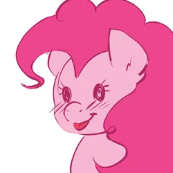 Size: 5000x5000 | Tagged: safe, artist:lavenderscent, derpibooru import, pinkie pie, earth pony, pony, blush lines, blushing, bust, dot eyes, explicit source, female, g4, image, jpeg, mare, portrait, simple background, smiling, solo, tongue out, white background