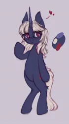 Size: 478x853 | Tagged: safe, artist:asheslulamoon, derpibooru import, oc, unofficial characters only, pony, unicorn, bipedal, blushing, cutie mark, female, fetlock tuft, glasses, heart, horn, image, jpeg, mare, simple background, solo