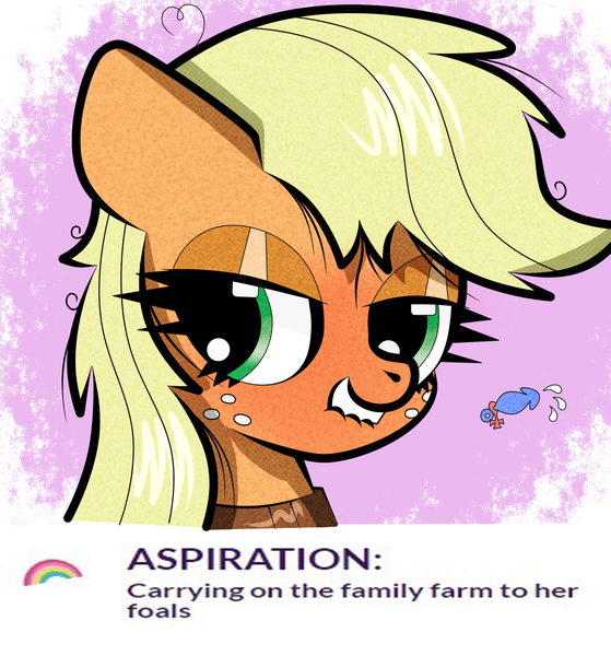 Size: 1327x1424 | Tagged: safe, artist:scandianon, derpibooru import, applejack, earth pony, pony, bedroom eyes, blushing, collar, creampie request, female, freckles, image, lip bite, mare, png
