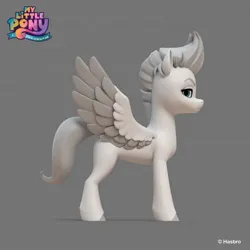 Size: 1440x1440 | Tagged: safe, artist:borja l-galiano, derpibooru import, official, part of a set, zipp storm, pegasus, pony, g5, my little pony: a new generation, 3d, concave belly, concept art, female, fit, frown, gray background, hasbro, hooves, image, jpeg, limited palette, looking at you, looking sideways, mare, my little pony logo, short mane, side view, simple background, slender, solo, spread wings, standing, thin, wings