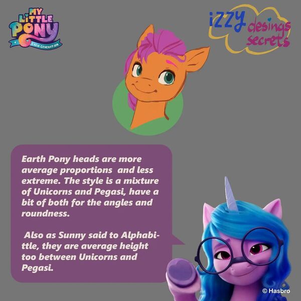 Size: 1440x1440 | Tagged: safe, artist:borja l-galiano, derpibooru import, official, part of a set, izzy moonbow, sunny starscout, pony, g5, my little pony: a new generation, concept art, duo, english, female, gray background, hasbro, hoof heart, image, jpeg, mare, misspelling, my little pony logo, simple background, text, underhoof, unshorn fetlocks, upside-down hoof heart