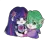 Size: 2654x2742 | Tagged: safe, artist:mianwith6k, derpibooru import, spike, twilight sparkle, human, cute, duo, duo female, female, green hair, human spike, humanized, image, png, purple hair, simple background, smiling, transparent background
