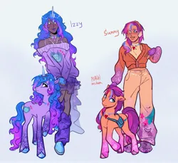 Size: 2419x2217 | Tagged: safe, artist:peachmichea, derpibooru import, izzy moonbow, sunny starscout, human, g5, human coloration, humanized, image, jpeg