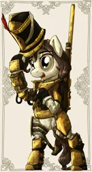 Size: 1104x2048 | Tagged: safe, artist:uteuk, derpibooru import, earth pony, pony, armor, bipedal, female, gun, hat, image, jpeg, mare, rifle, soldier, soldier pony, steampunk, weapon